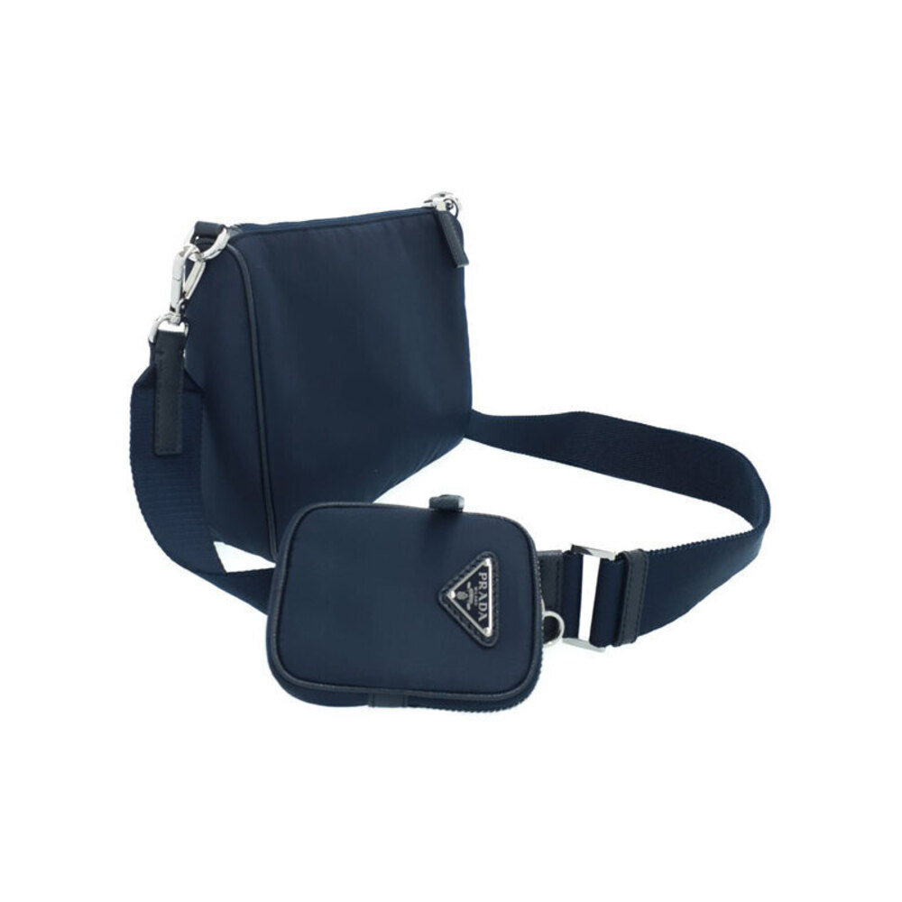 PRADA Re Saffiano Leather Shoulder Crossbody Bag Black - Picture 2 of 9